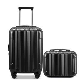 FCH Vertical Pattern 2-Piece Set 20 Inch Expandable With 14 Inch Suitcase, ABS, PC Trolley Case, 14in 20in Silent Wheels, Inner Iron And Outer Aluminu