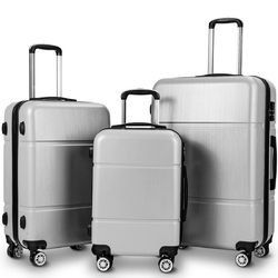 3 Pcs GLOBALWAY Luggage Set 20" 24" 28" Trolley Suitcase w/ TSA Lock