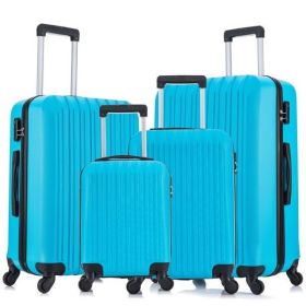 4 Piece Set Luggage Sets Suitcase ABS Hardshell Lightweight Spinner Wheels Sky Blue