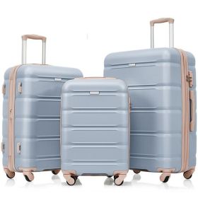 Luggage Set of 3, 20-inch with USB Port, Airline Certified Carry-on Luggage with Cup Holder, ABS Hard Shell Luggage with Spinner Wheels