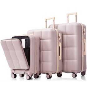 Luggage Sets 3 Piece, 20-inch with USB Port and front opening design, ABS Hard Shell Luggage with Spinner Wheels, Cup Holder