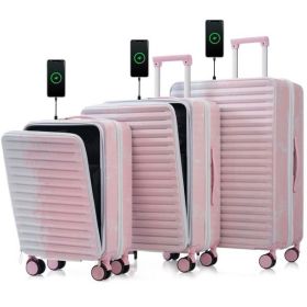 Luggage 3 Piece Sets20/24/28", 20 "24" with front pocket,Hard Shell Luggage Carry on Luggage Set with TSA Lock , usb interface, universal wheel