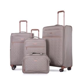 4-Piece Set (16/20/24/28) ,Softshell Suitcase Spinner Wheels Terylene Luggage Sets Carry On Suitcase Luggage Lightweight Durable Suitcase Khaki