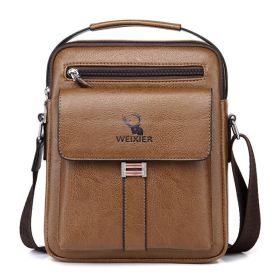 Leather Messenger Crossbody Shoulder Bag For Men Work Business Casual Adjustable Straps With  Metal Zipper (Option: Dark brow)