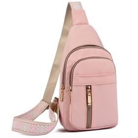 Vintage Style Women's Chest Bag,  Non-Waterproof Zippered Shoulder Messenger Bag For Commuting, Crossbody Bag (Color: Pink)