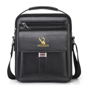 Leather Messenger Crossbody Shoulder Bag For Men Work Business Casual Adjustable Straps With  Metal Zipper (Option: Black1)