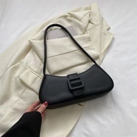 Western Style Shoulder Texture Crossbody Underarm Small Square Bag (Color: Black)