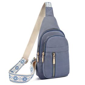 Vintage Style Women's Chest Bag,  Non-Waterproof Zippered Shoulder Messenger Bag For Commuting, Crossbody Bag (Color: Blue)
