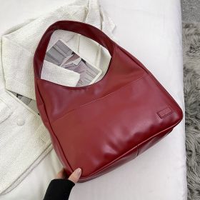 Fashion Tote Bag Large Capacity Casual Shoulder Bag Women's Commuting Handbag College Student (Color: Wine Red)