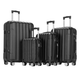 Vertical 4-in-1 Spinner Wheel With Handle Trolley Case 16in 20in 24in 28in ABS Aluminum Alloy Trolley Classic Color - Black (Color: Black)