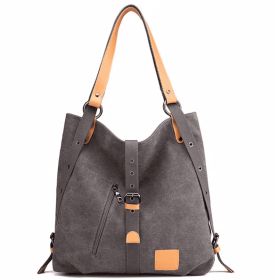 Ladies Canvas Tote Bag Multifunctional Purse Handbag Adjustable Shoulder Rucksack Convertible Backpack Wear-Resistant Dirt-Proof For Women School Offi (Color: Grey)