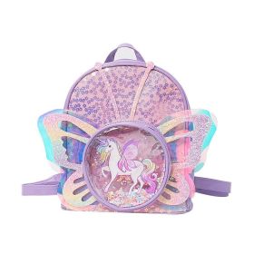 Toddlers Backpack Cartoon Unicorn Schoolbag (Color: Purple)