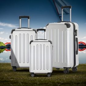 3-Piece Luggage Set - Durable Plastic Hardshell Suitcases with Spinner Rolling System, Expandable Travel Trolley Cases for Vacation, Business (Color: Pink)