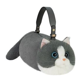 Realistic Cat Handbag Plush Kitty Shaped Crossbody Handbag (Color: style 2)
