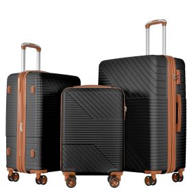 Hardshell Luggage Sets 3 Piece double spinner 8 wheels Suitcase with TSA Lock Lightweight 20''24''28'' (Color: as Pic)