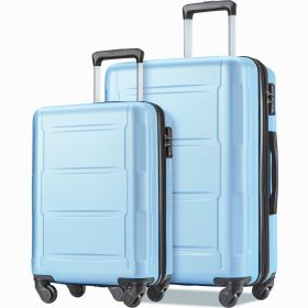 Expanable Spinner Wheel 2 Piece Luggage Set ABS Lightweight Suitcase with TSA Lock 20inch+28inch (Color: as Pic)