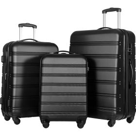 3 Piece Luggage Set Hardside Spinner Suitcase with TSA Lock 20" 24" 28" Available (Color: as Pic)