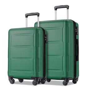 Expanable Spinner Wheel 2 Piece Luggage Set ABS Lightweight Suitcase with TSA Lock 20inch+24inch (Color: as Pic)