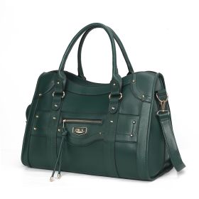 MFK Collection Patricia Duffle Handbag Women by Mia K (Color: Dark Green, Material: Vegan Leather)