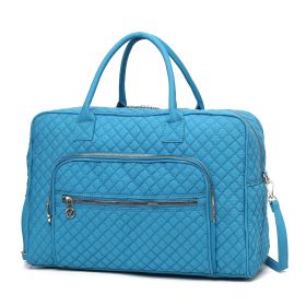 MKF Collection Jayla Solid Quilted Cotton Women Duffle Bag by Mia K (Color: Turquoise, Material: Cotton)