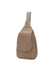 MKF Collection Cleisy M Logo Embossed Vegan Leather Women Sling Bag by Mia k (Color: Taupe, Material: Vegan Leather)