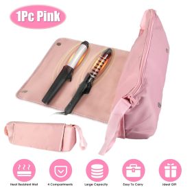 1Pc/2Pcs 2 In 1 Hair Tools Travel Bag and Heat-resistant Mat Curling Iron Travel Case Hair Tool Pouch Holder Organizer for Curling Iron Straighte (Options: 1Pc Pink)