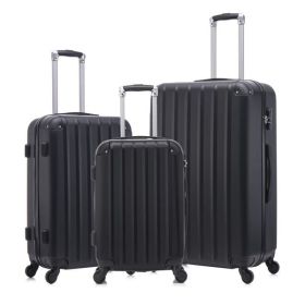 3-piece ABS hard luggage set with universal wheels and luggage password lock, 20/24/28 inches (Color: as picture)