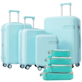 4 Piece Luggage Set with Compression Packing Cubes for Suitcase Expanable Spinner Wheels Lightweight Suitcase with TSA Lock 16 IN+20IN+24IN+28IN (Color: as picture)